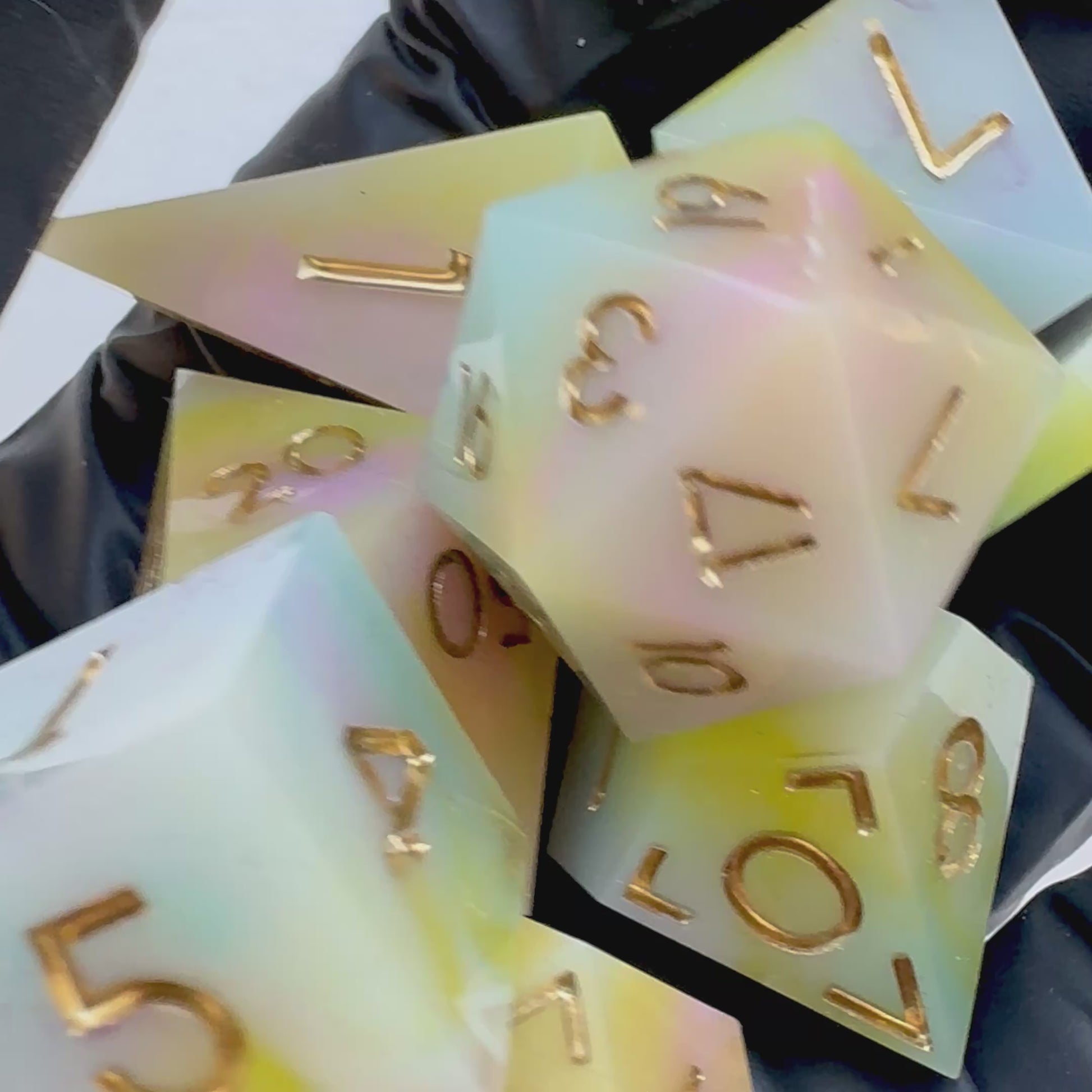 Set 8 handmade resin dice video by Direfox Dice