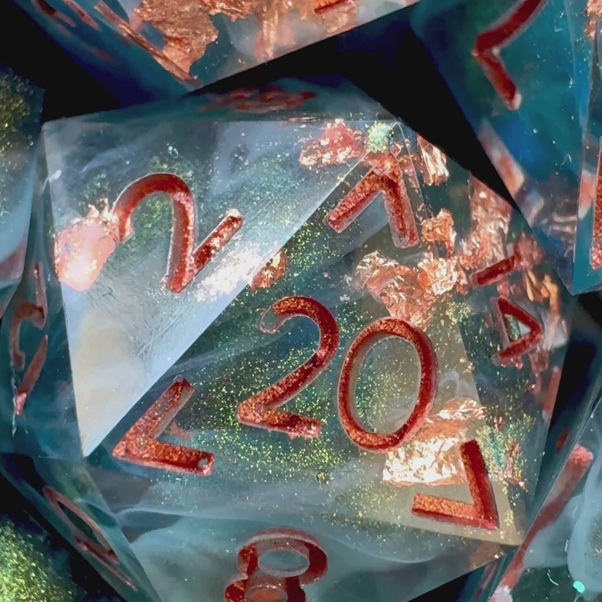 Set 5 handmade resin dice video by Direfox Dice