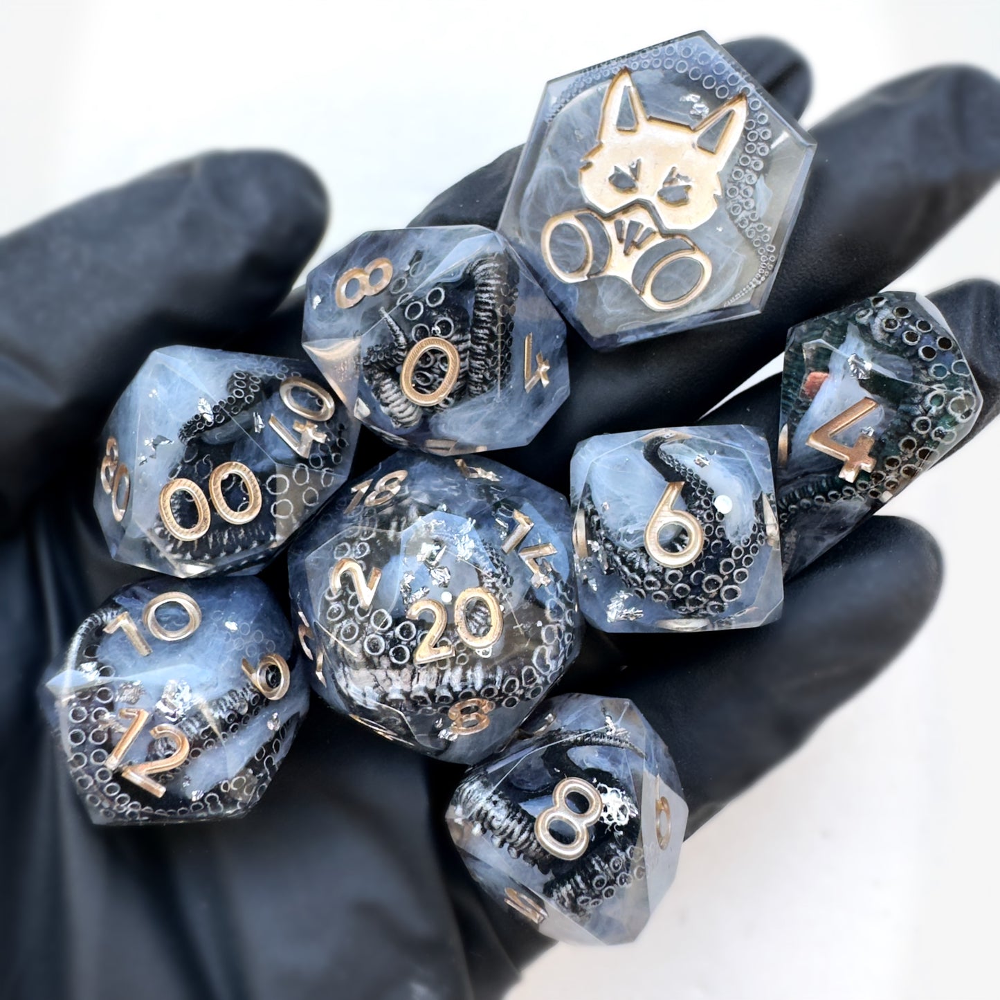 Set 1 handmade resin dice by Direfox Dice