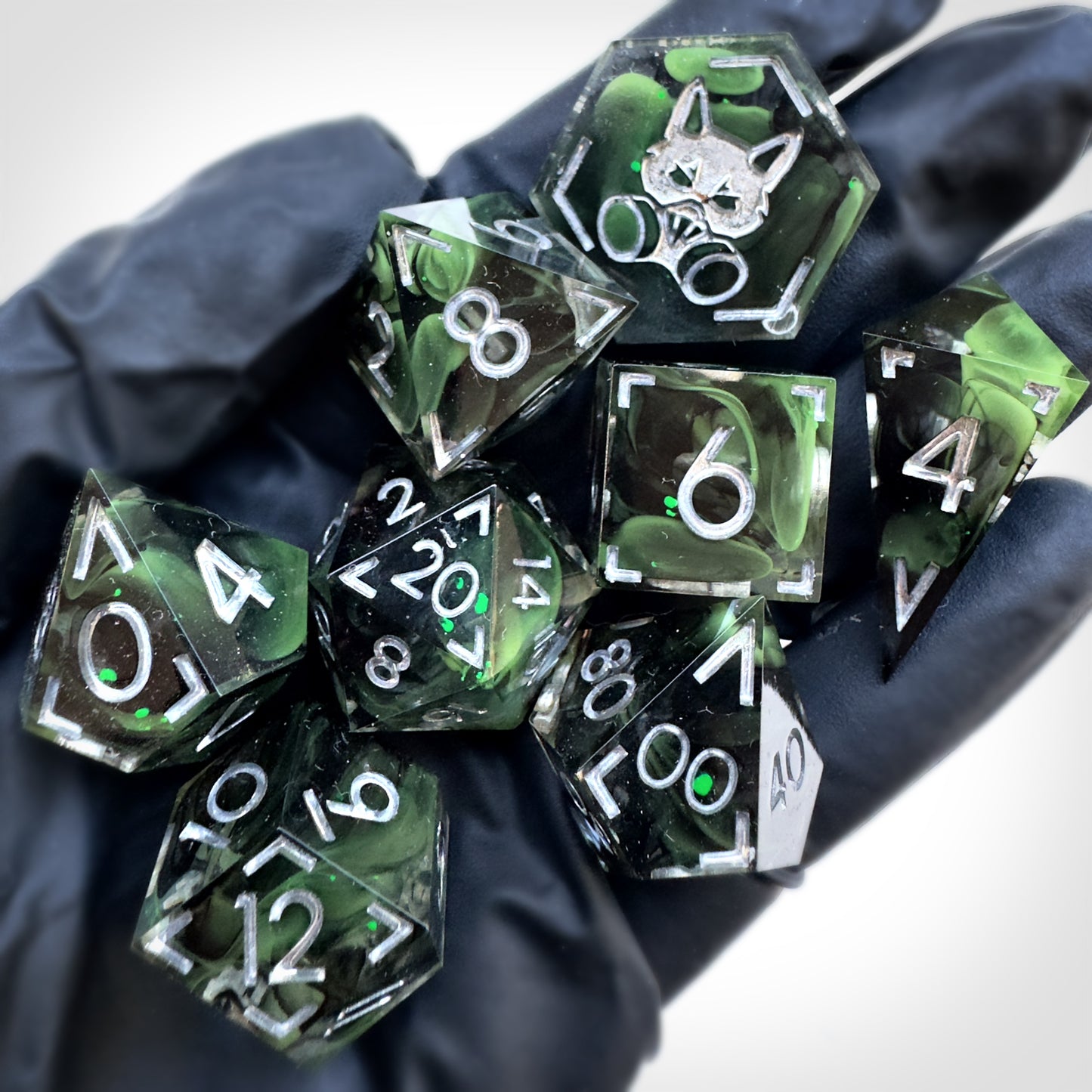 Set 11 handmade resin dice by Direfox Dice