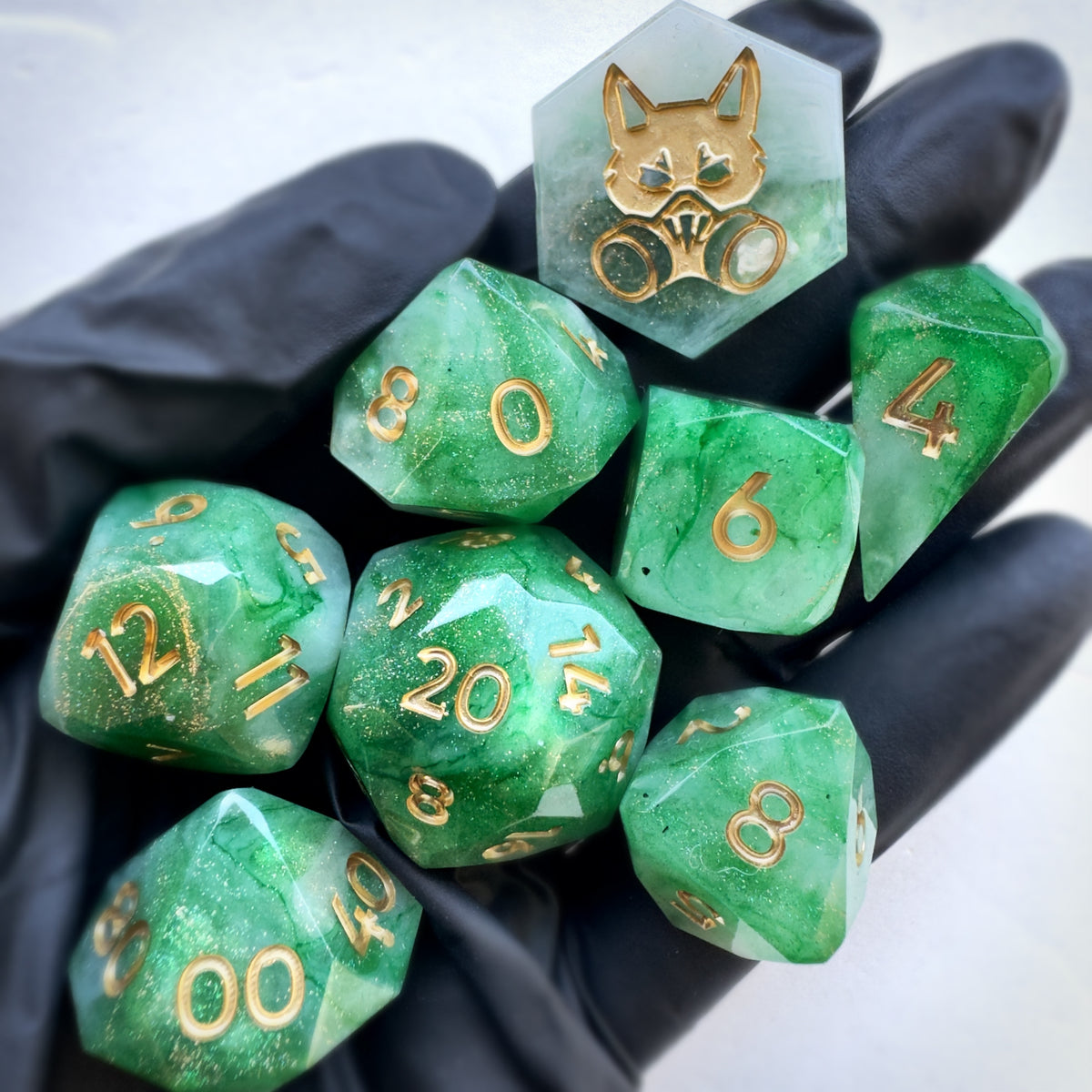 Set 12 handmade resin dice by Direfox Dice