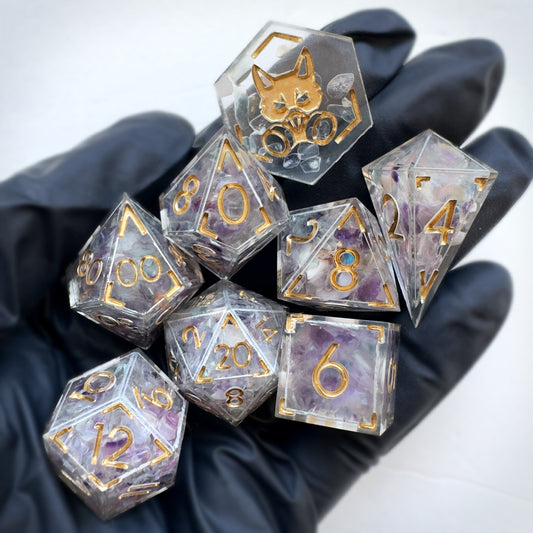 Set 4 handmade resin dice by Direfox Dice
