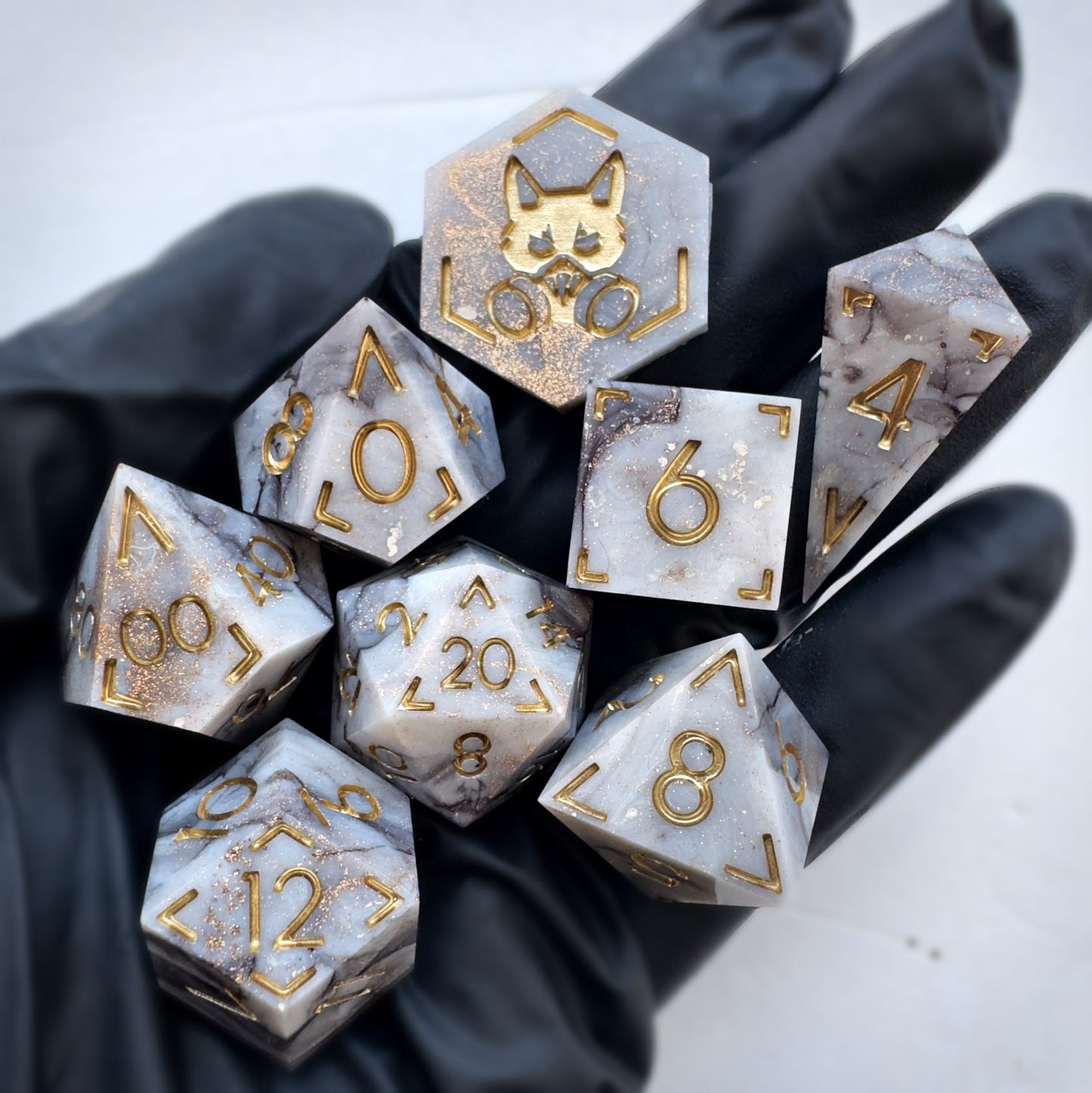 Set 6 handmade resin dice by Direfox Dice
