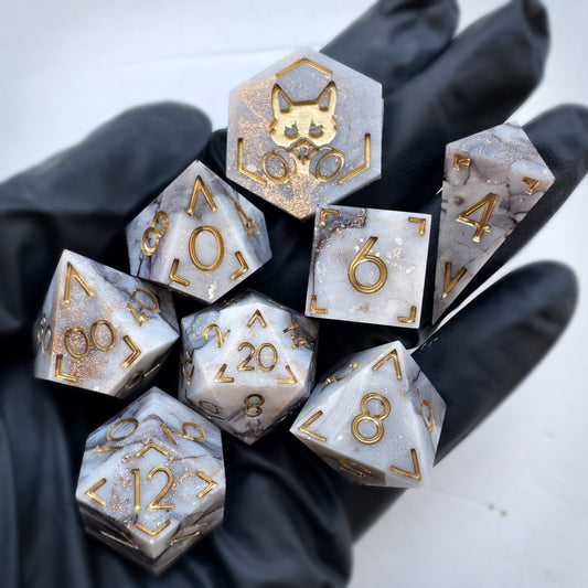 Set 6 handmade resin dice by Direfox Dice