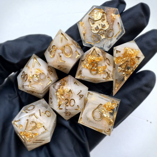 Set 7 handmade resin dice by Direfox Dice