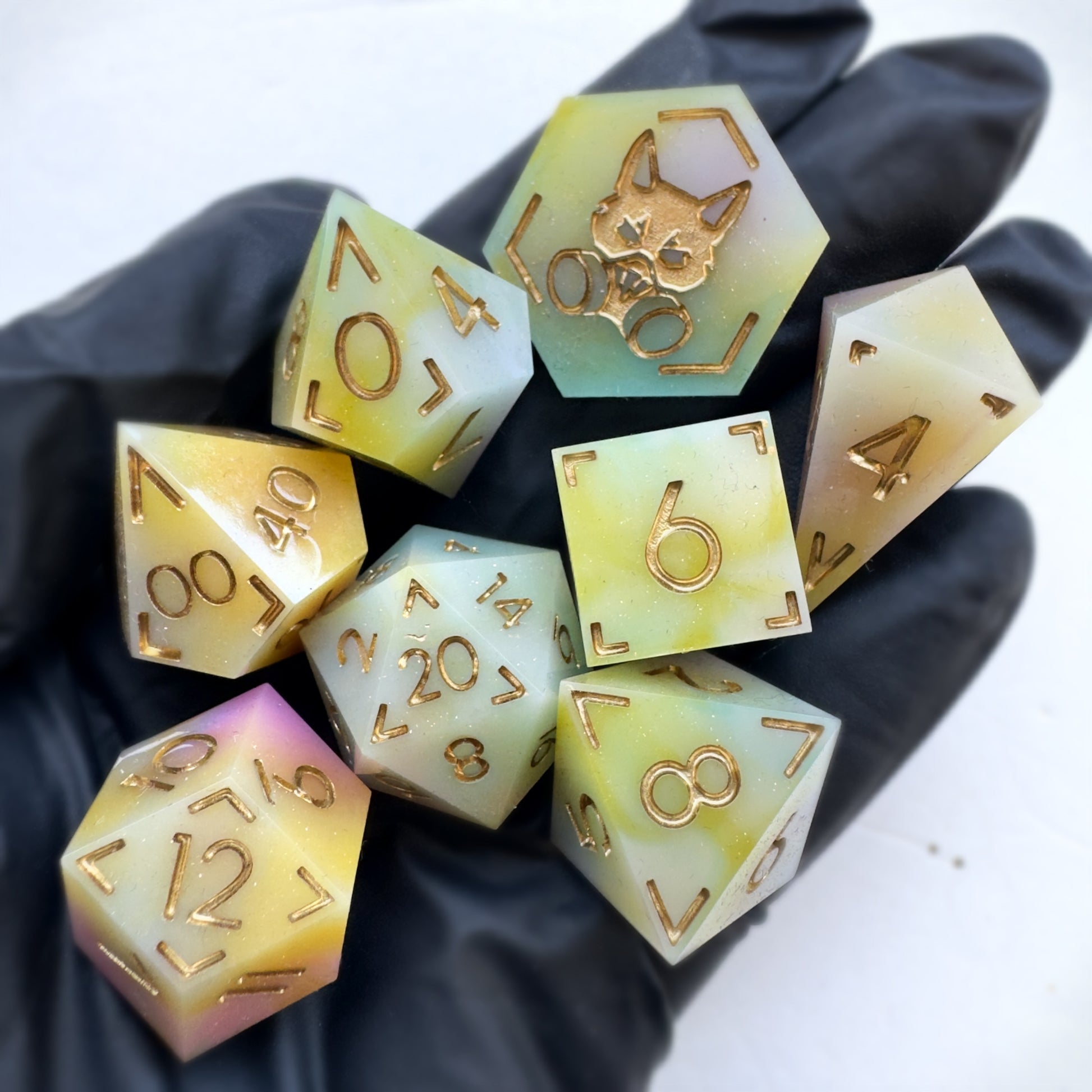 Set 8 handmade resin dice by Direfox Dice